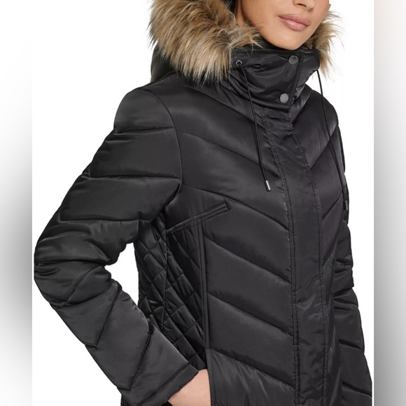 Kenneth Cole Faux-Fur-Trim Hooded Puffer Coat - Picture 8 of 12